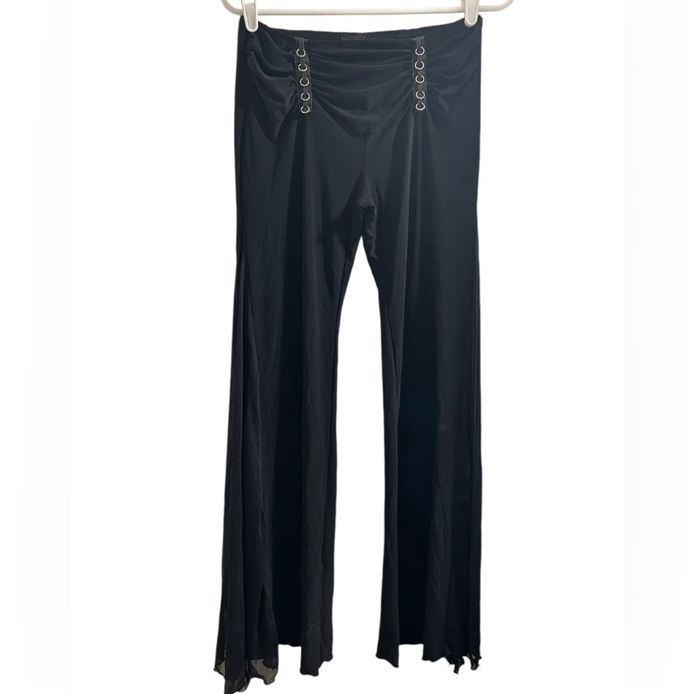 Vintage Y2K Vovo Black Goth Flare Mesh Stretchy Pants